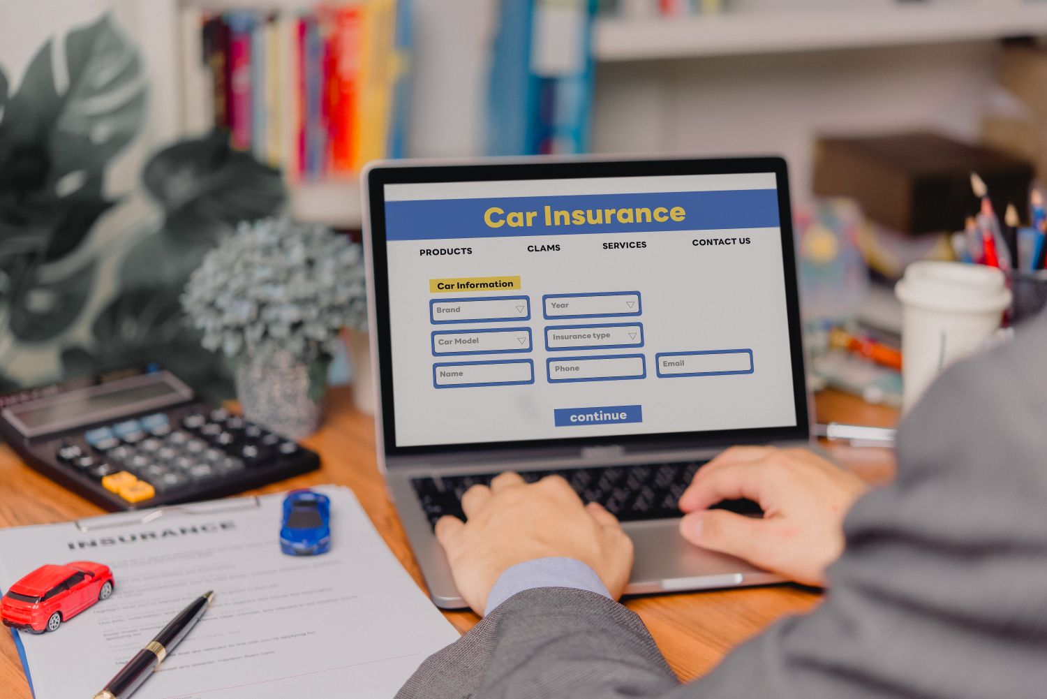 Car insurance accessed on laptop